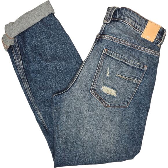 Zara Relaxed Fit Low Rise Distressed Ankle Jeans Size 6 - Picture 4 of 11